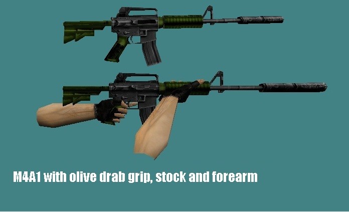 M4A1 with olive drab grip, stock and forearm